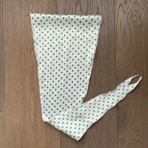 Polka Dot Tapered Scarf or Belt Wear Two Ways in White + Green Sz OS no tags